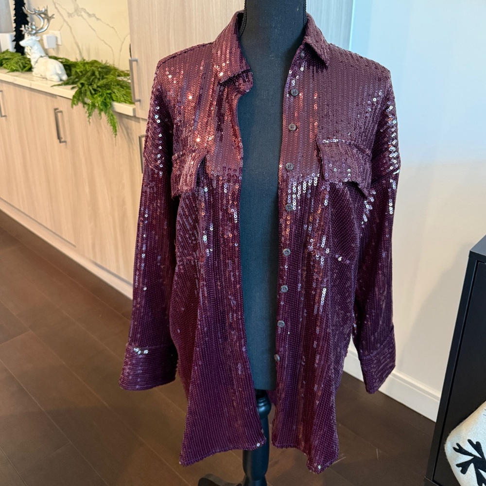 Pilcro Sequin Buttondown Shirt